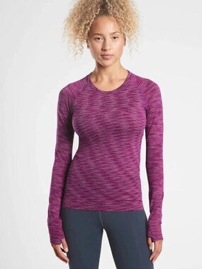 Athleta Momentum Spacedye Seamless Long Sleeve Top - Exotic Fuschia - Medium